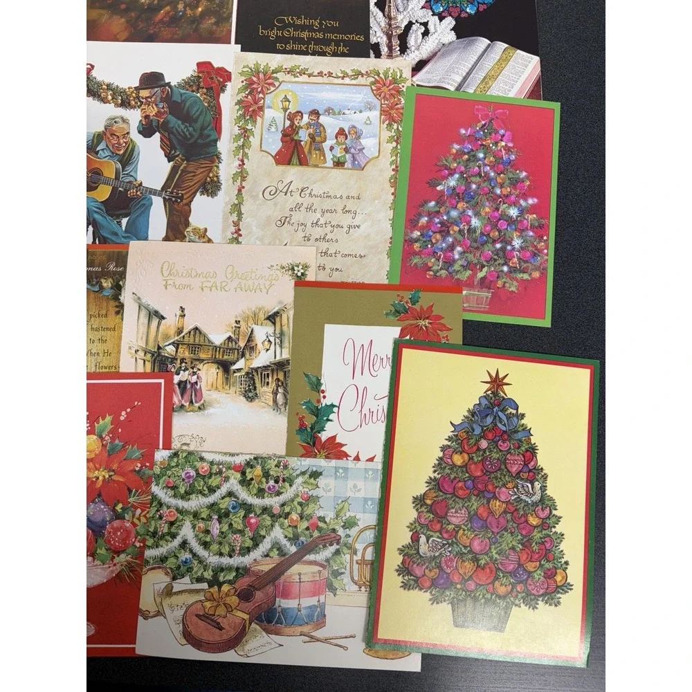 Vintage Christmas Cards Fronts ONLY Traditional Scrapbooking Decoupage Lot 50+